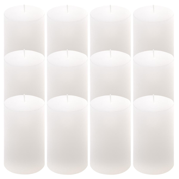 ŚWIECE STOŁOWE BIAŁE RUSTYKALNE 12SZT 6,8x11,5CM ŚWIECZKI WALCOWE KOLUMNOWE