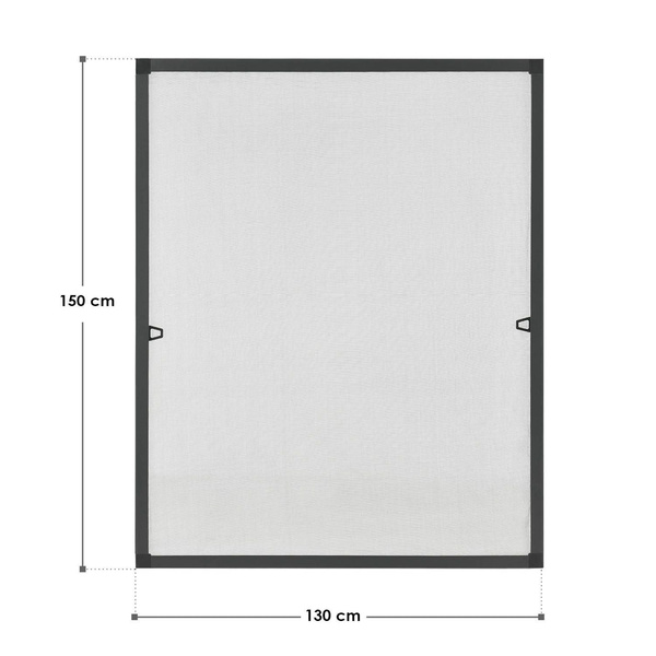 MOSKITIERA OKIENNA 130x150 CM DO OKNA ALUMINIOWA RAMA SIATKA NA OWADY SZARA