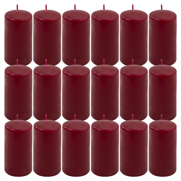 ŚWIECE STOŁOWE BORDOWE 18x 11,5x6 CM ŚWIECZKI WALCOWE TRADYCYJNE KOLUMNOWE