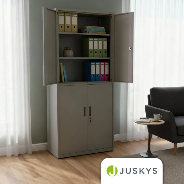 SZAFA METALOWA BIUROWA NA DOKUMENTY AKTA KLUCZ WARSZTATOWA DO GARAŻU SZARA