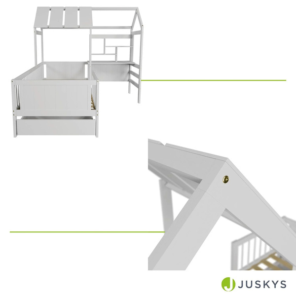 ŁÓŻKO DZIECIECE DOMEK YARI 90x200 CM Z SZUFLADĄ BIURKIEM DLA DZIECKA BIAŁE