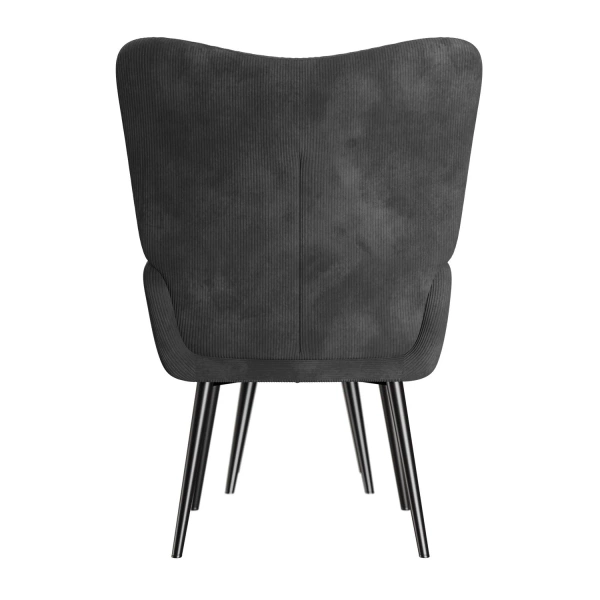 FOTEL USZAK Z PODNÓŻKIEM WYPOCZYNKOWY SKANDYNAWSKI STYL SZARY SZTRUKS