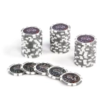 50x ŻETONY LASEROWE 12G WARTOŚĆ 1 DO POKERA RDZEŃ METAL CHIPS OCEAN GREY