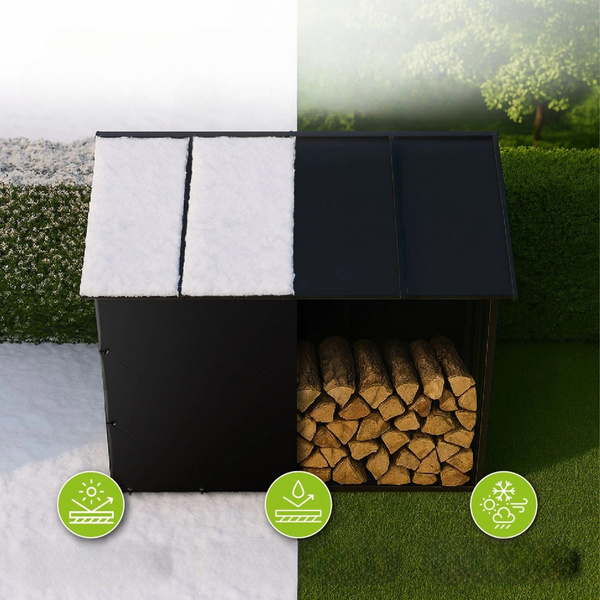 REGAŁ NA DREWNO KOMINKOWE Z DASZKIEM DO PRZECHOWYWANIA DO OGRODU NA TARASA