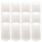 ŚWIECE STOŁOWE BIAŁE RUSTYKALNE 12SZT 6,8x11,5CM ŚWIECZKI WALCOWE KOLUMNOWE