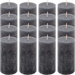 ŚWIECE STOŁOWE ANTRACYTOWE 16 SZT 5x10 CM ŚWIECZKI WALCOWE KOLUMNOWE