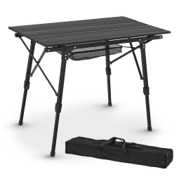 SKŁADANY STÓŁ KEMPINGOWY PICCO REGULOWANA WYSOKOŚĆ + PÓŁKA CZARNY