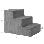 SCHODKI DLA PSA KOTA ZWIERZĄT SCHODY TIMMY 36 CM 3 STOPNIE SZARE PLUSZOWE