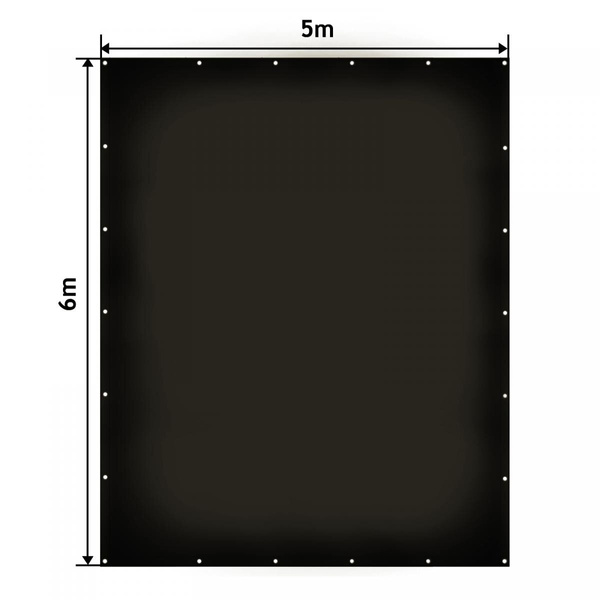 CZARNA PLANDEKA 5x6 M 650G/M2 PRZEMYSŁOWA OCHRONNA Z OCZKAMI OKRYCIOWA