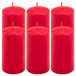ŚWIECE STOŁOWE CZERWONE 6SZT 11,5x6CM ŚWIECZKI WALCOWE TRADYCYJNE KOLUMNOWE