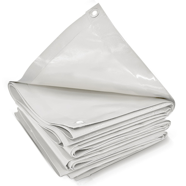 BIAŁA PLANDEKA 4x5 M 650G/M2 PRZEMYSŁOWA OCHRONNA Z OCZKAMI OKRYCIOWA