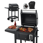 GRILL WĘGLOWY BBQ Z TERMOMETREM RUSZTEM POKRYWĄ I POKROWCEM MISSOURI 86CM