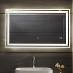  LUSTRO 100x60 CM ŁAZIENKOWE WISZĄCE ŚCIENNE Z LED + ANTI-FOG + ZEGAR