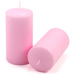 ŚWIECE STOŁOWE RÓŻOWE 2 SZT 15,5x7,5 CM ŚWIECZKI TRADYCYJNE KOLUMNOWE