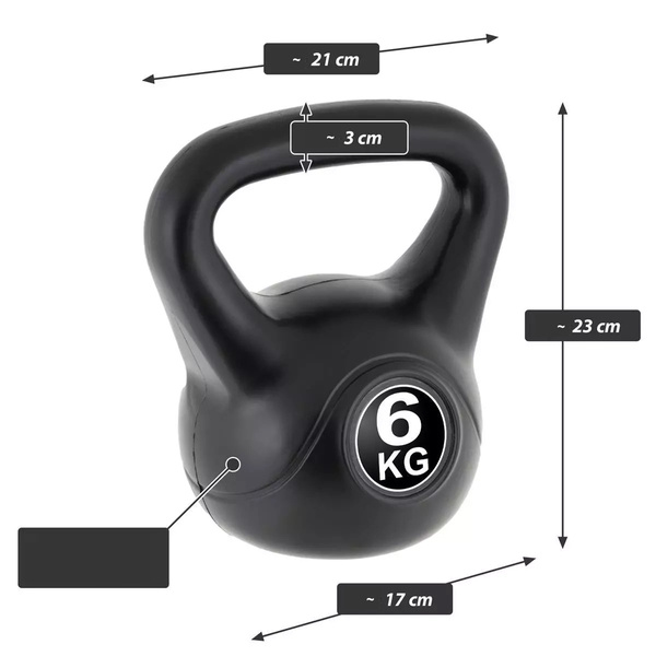 KETTLEBELL MAXXIVA 6 KG CZARNY OBCIĄŻENIE  HANTLA KOMPOZYTOWA KULA