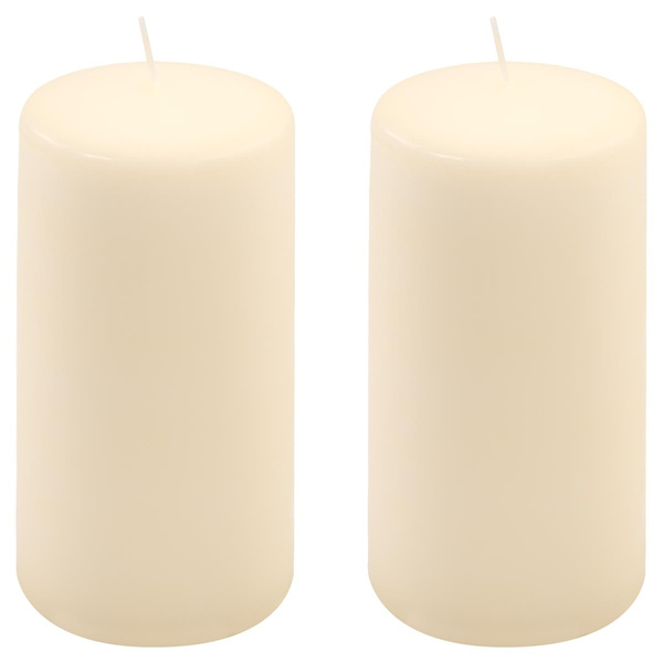 ŚWIECE STOŁOWE KREMOWE 2 SZT 15,5x7,5 CM ŚWIECZKI TRADYCYJNE KOLUMNOWE