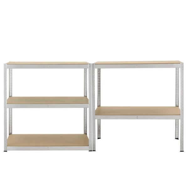 8x REGAŁ MAGAZYNOWY 180x90x40CM 7000KG SREBRNY METALOWY PÓŁKI GARAŻ PIWNICA