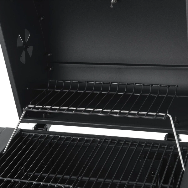 GRILL WĘGLOWY BBQ Z TERMOMETREM RUSZTEM POKRYWĄ I POKROWCEM MISSOURI 86CM