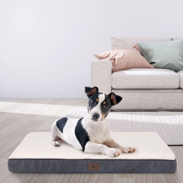 ORTOPEDYCZNE LEGOWISKO DLA PSA MATERAC ŁÓŻKO MILOW 76X51X8 CM BEŻOWO-SZARE