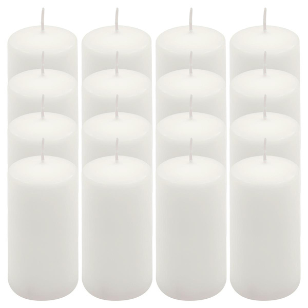 ŚWIECE STOŁOWE BIAŁE 16 SZT 10x5 CM DEKORACYJNE ŚWIECZKI WALCOWE TRADYCYJNE