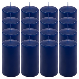 ŚWIECE STOŁOWE GRANATOWE 16 SZT 10x5 CM DEKOR ŚWIECZKI WALCOWE TRADYCYJNE