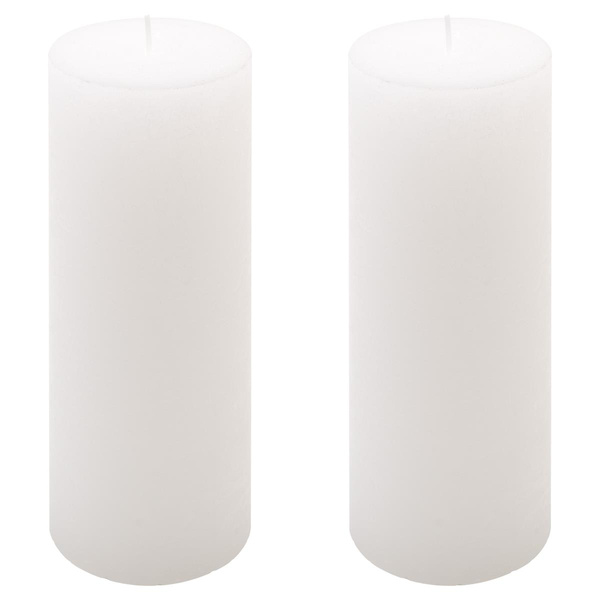 ŚWIECE STOŁOWE BIAŁE RUSTYKALNE 2 SZT 7,5x20 CM ŚWIECZKI WALCOWE KOLUMNOWE