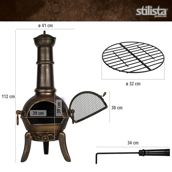 PIEC PALENISKO OGRODOWE ŻELIWNE KOMINEK GRILL