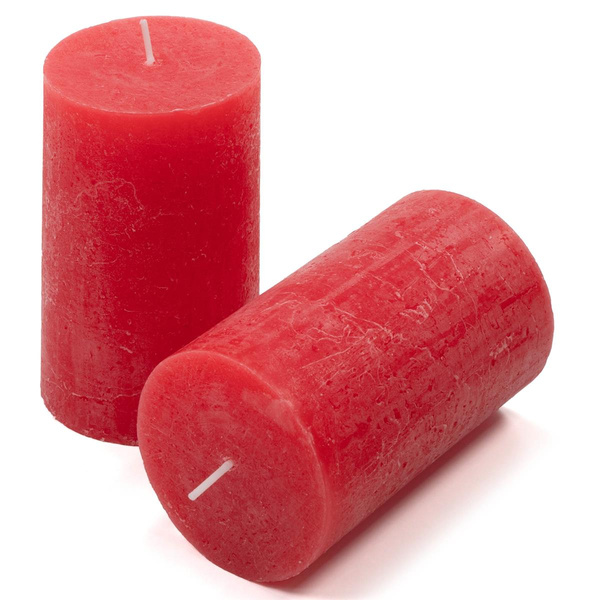 ŚWIECE STOŁOWE CZERWONE RUSTYKALNE 12 SZT 6,8x11,5 CM ŚWIECZKI KOLUMNOWE