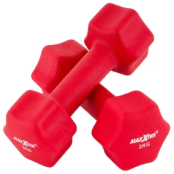 ZESTAW HANTLE NEOPRENOWE 2x 3,0 KG MAXXIVA CZERWONE CIĘŻARKI FITNESS