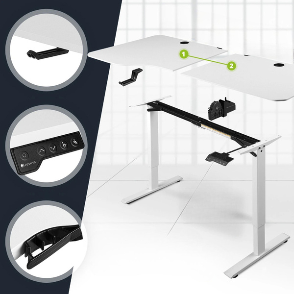 BIURKO ELEKTRYCZNE 160x75 REGULOWANE BIAŁE Z REGULACJĄ WYSOKOŚCI I PAMIĘCIĄ