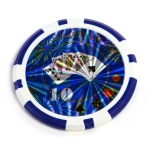 50x ŻETONY LASEROWE 12G WARTOŚĆ 10 DO POKERA RDZEŃ METAL CHIPS OCEAN BLUE
