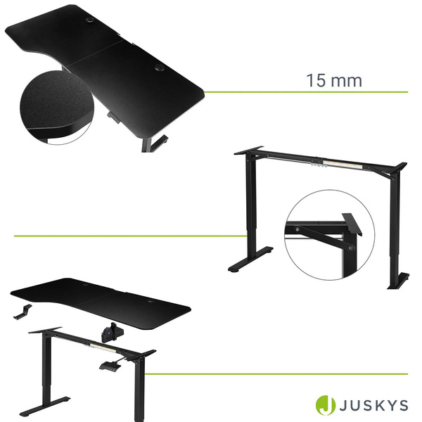 BIURKO ELEKTRYCZNE 160x75 REGULOWANE CZARNE Z REGULACJĄ WYSOKOŚCI PAMIĘCIĄ