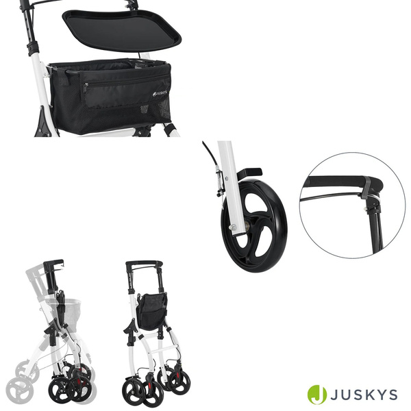 CZARNO BIAŁY ROLLATOR BALKONIK NA KÓŁKACH REHABILITACYJNY CHODZIK