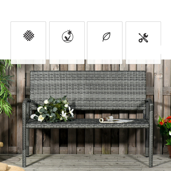 ŁAWKA OGRODOWA Z TECHNORATTANU ŁAWECZKA NA TARAS BALKON PATIO BRĄZOWA