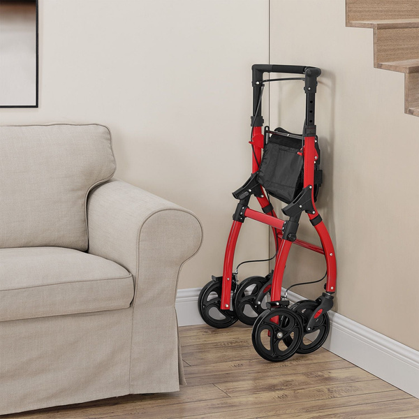 CZERWONY ROLLATOR BALKONIK NA KÓŁKACH REHABILITACYJNY CHODZIK