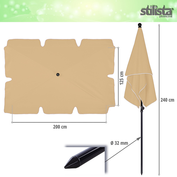 PARASOL OGRODOWY 200x125 PROSTOKĄTNY BALKON TARAS