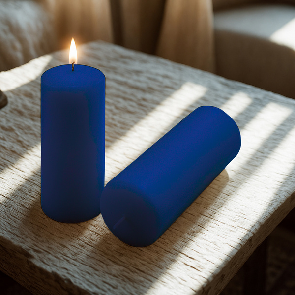 ŚWIECE STOŁOWE GRANATOWE 2 SZT 20x7,5CM ŚWIECZKI TRADYCYJNE KOLUMNOWE
