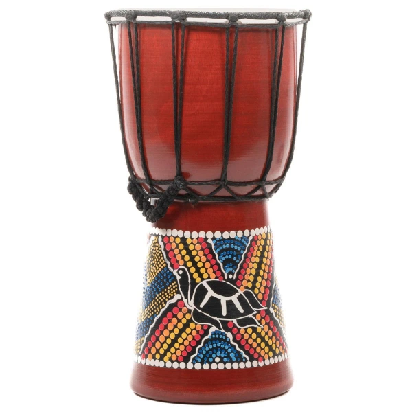 BĘBEN DJEMBE 30 CM Z KOZIEJ SKÓRY MAHOŃ AFRYKAŃSKI INSTRUMENT ZÓŁW