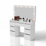 TOALETKA KOSMETYCZNA LILIA Z LED, LUSTREM I 7 SZUFLADAMI BIAŁA