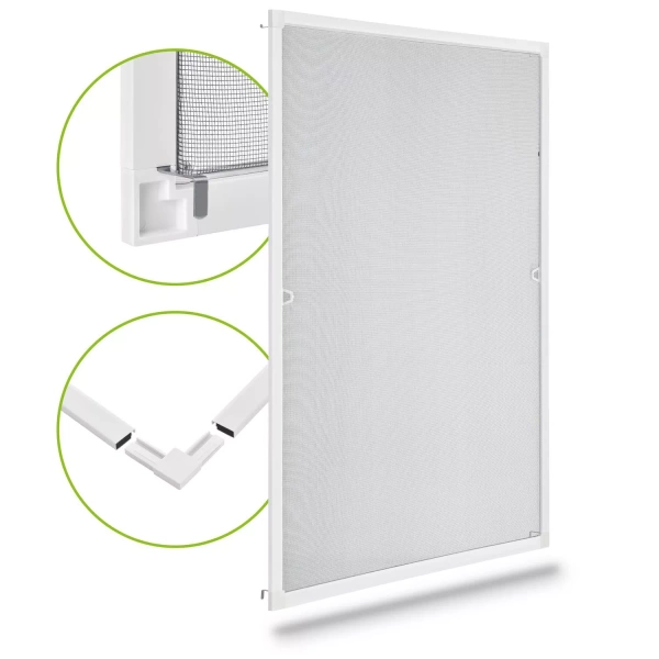 MOSKITIERA OKIENNA 80x100 CM DO OKNA ALUMINIOWA RAMA SIATKA NA OWADY BIAŁA