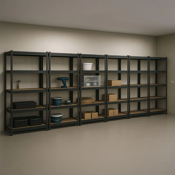 6x REGAŁ MAGAZYNOWY 180x90x40CM 5250KG SZARY METALOWY PÓŁKI GARAŻ PIWNICA