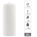 ŚWIECE STOŁOWE BIAŁE 6 SZT 25x10 CM ŚWIECZKI WALCOWE TRADYCYJNE KOLUMNOWE