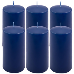 ŚWIECE STOŁOWE GRANATOWE 6 SZT 15,5x7,5 CM ŚWIECZKI TRADYCYJNE KOLUMNOWE
