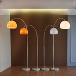 LAMPA PODŁOGOWA ŁUKOWA STOJĄCA KLOSZ POMARAŃCZOWY 30CM REGULOWANA 145-220CM