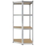 REGAŁ NAROŻNY METALOWY MAGAZYNOWY 160x75x40CM 320KG PIWNICA GARAŻ SREBRNY