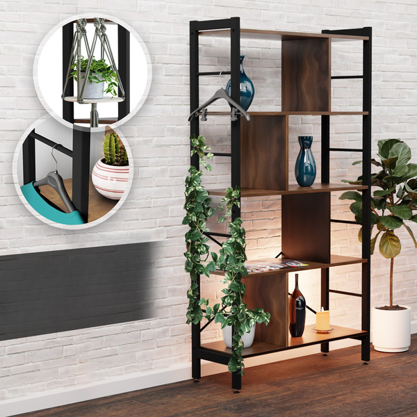 REGAŁ Z 4 PÓŁKAMI PRZEGRODAMI MODUŁOWY W STYLU LOFT INDUSTRALNYM VINTAGE