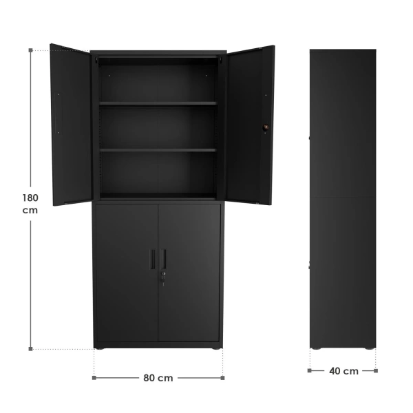 SZAFA METALOWA BIUROWA NA DOKUMENTY AKTA KLUCZ WARSZTATOWA DO GARAŻU CZARNA