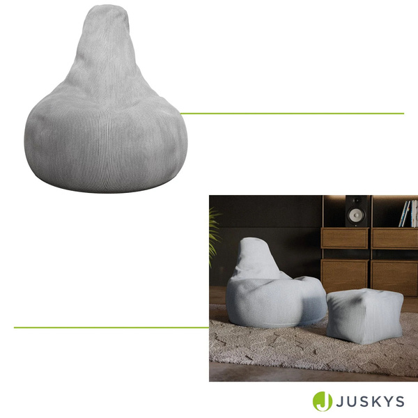 FOTEL RELAKSACYJNY TELEWIZYJNY WYPOCZYNKOWY GAMINGOWY Z PUFĄ JASNY SZARY XL