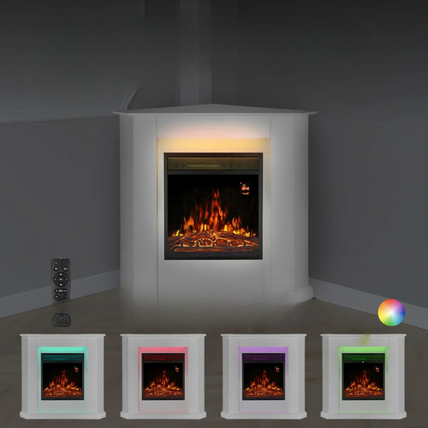 KOMINEK ELEKTRYCZNY 2000W 2 TRYBY BIAŁY NAROŻNY Z EFEKTEM PŁOMIENIA+ LED