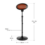 PROMIENNIK ELEKTRYCZNY 2000W TARASOWY CZARNY GRZEJNIK STOJĄCY 3 TRYBY